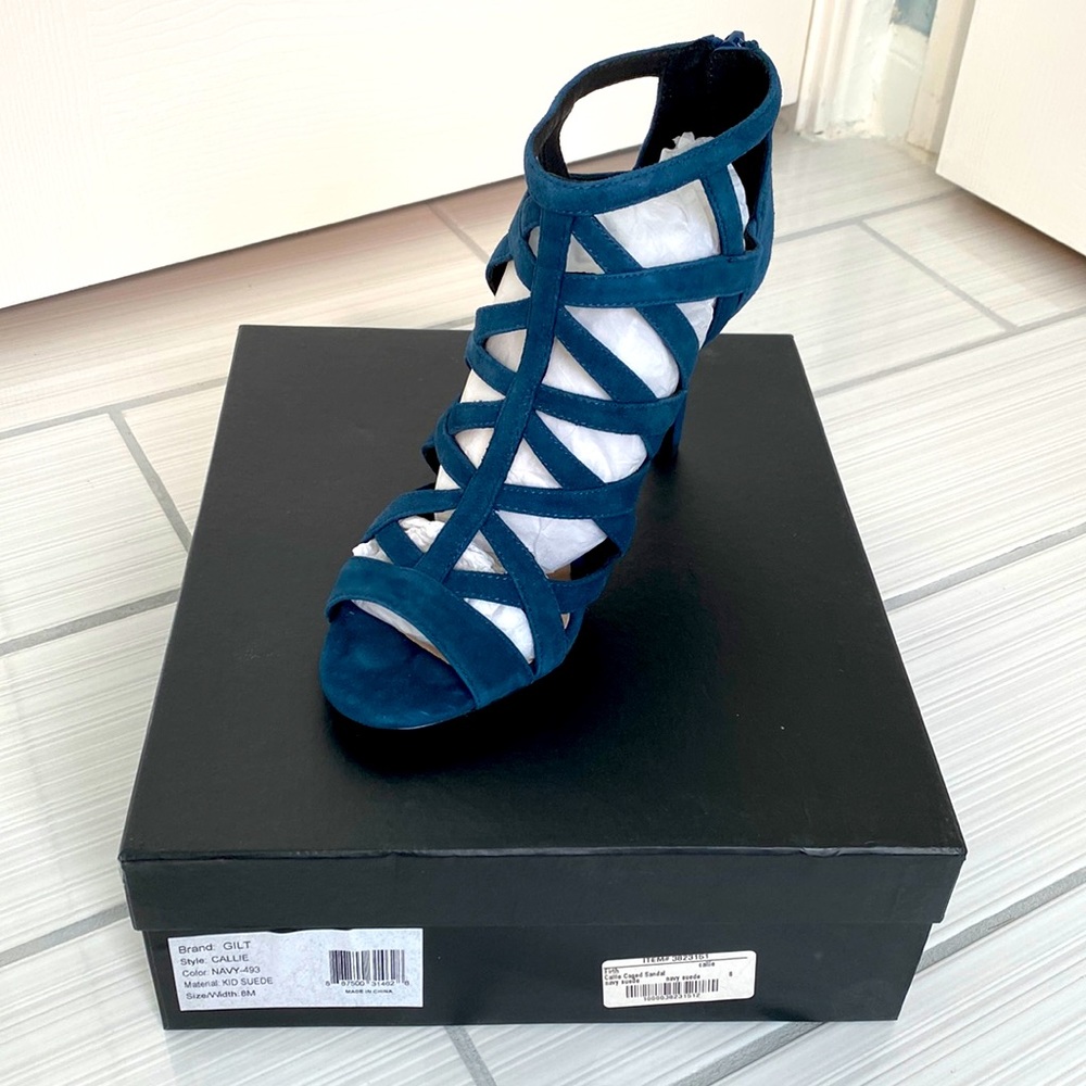 Navy suede heels